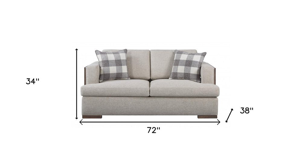 72" Beige Track Arm Contemporary Loveseat