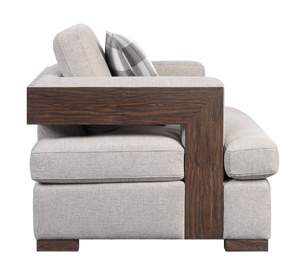72" Beige Track Arm Contemporary Loveseat