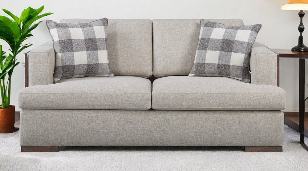 72" Beige Track Arm Contemporary Loveseat