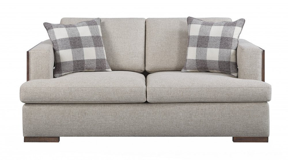 72" Beige Track Arm Contemporary Loveseat