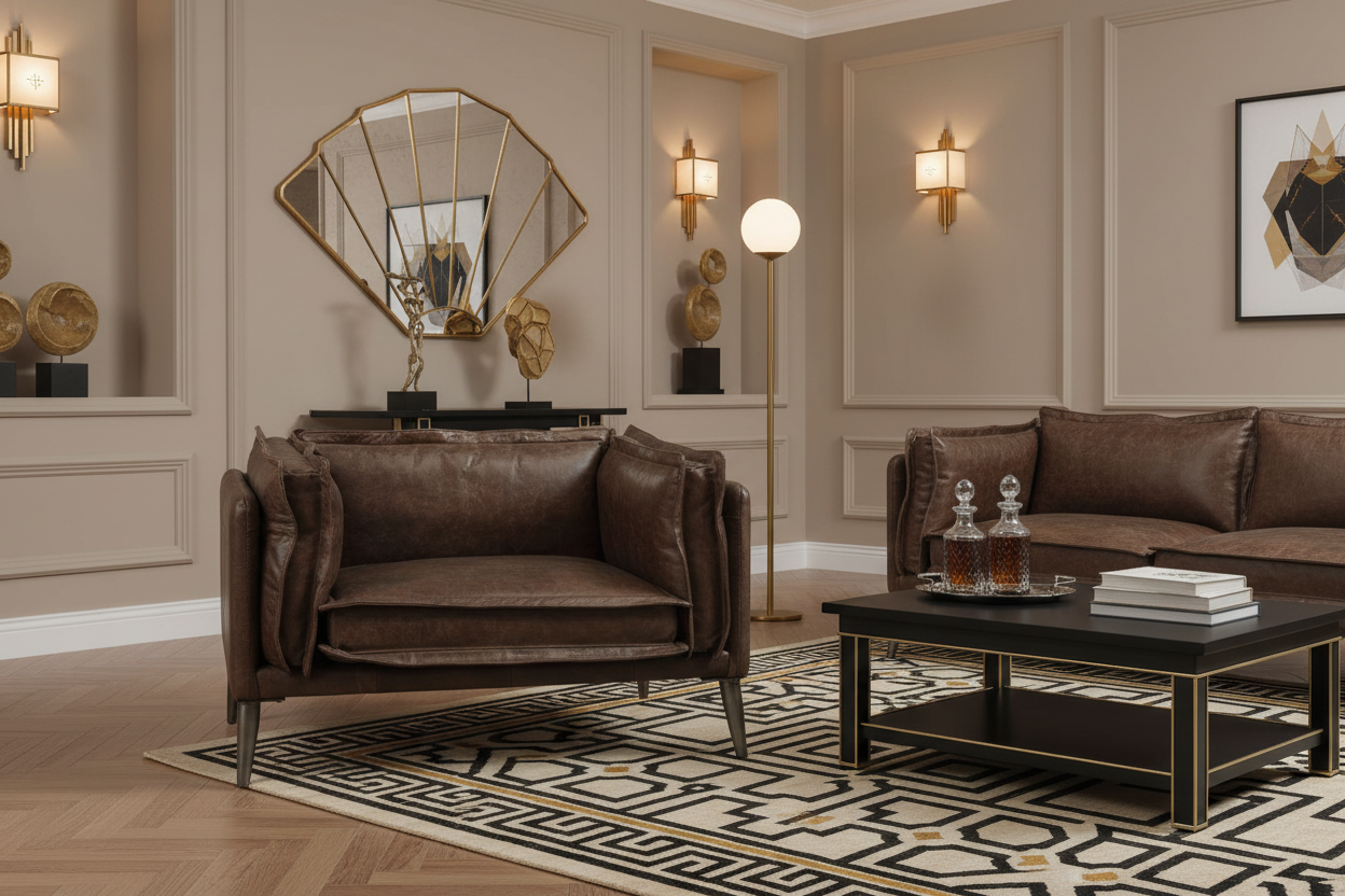 47" Chocolate Distressed Top-Grain Leather Chair