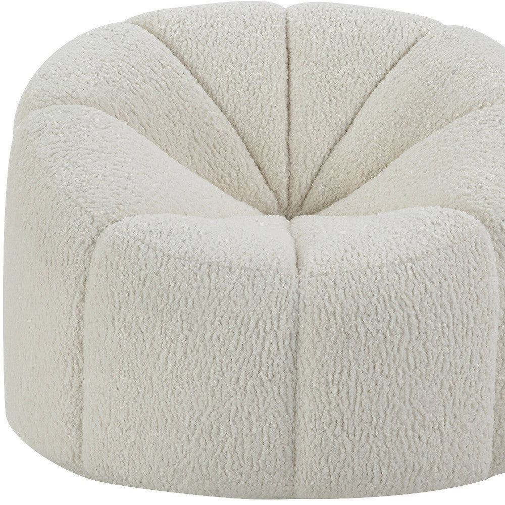 38" White Indented Swivel Sherpa Chair