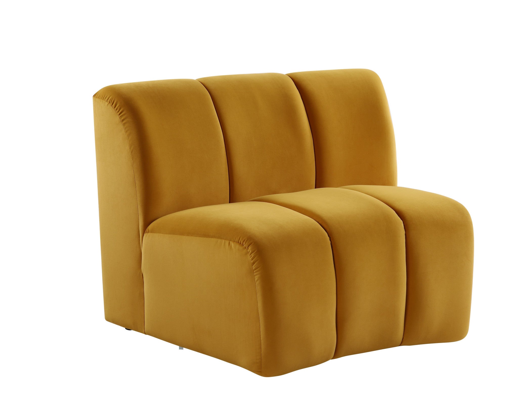 43" Yellow Curved Slipper Chair