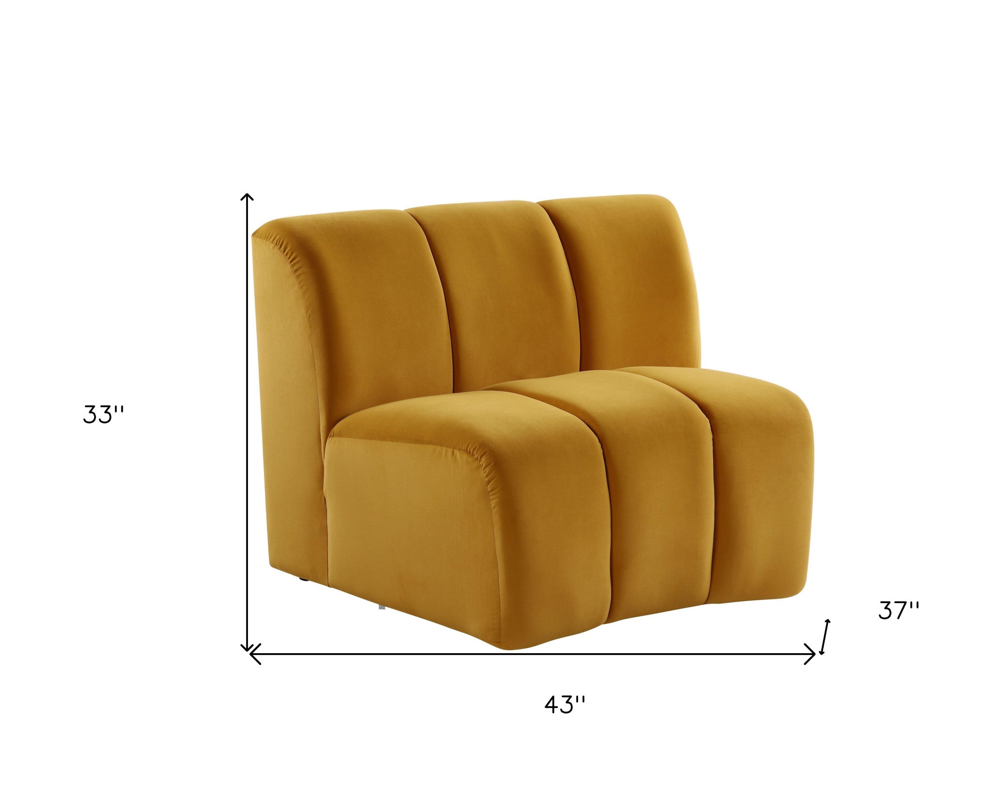 43" Yellow Curved Slipper Chair