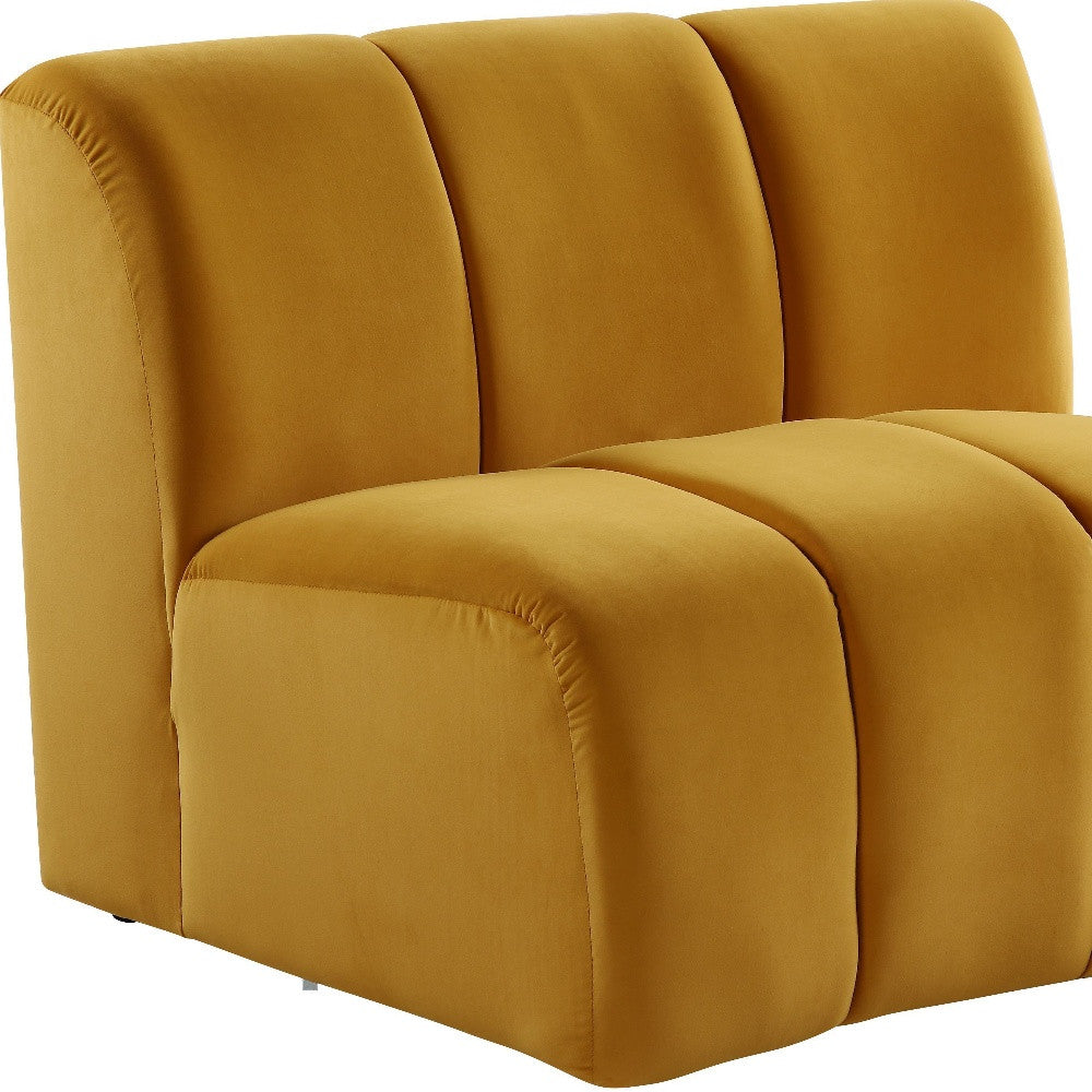 43" Yellow Curved Slipper Chair