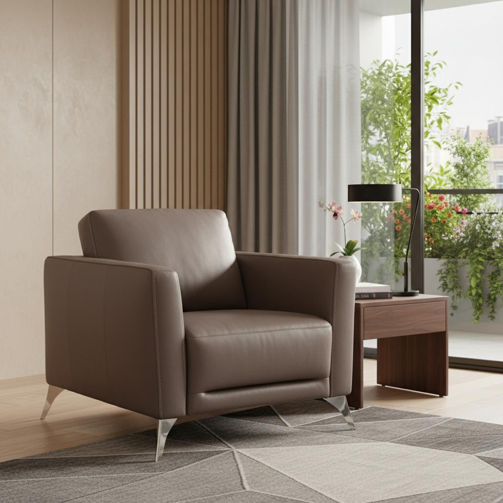 35" Contemporary Leather Club Chair