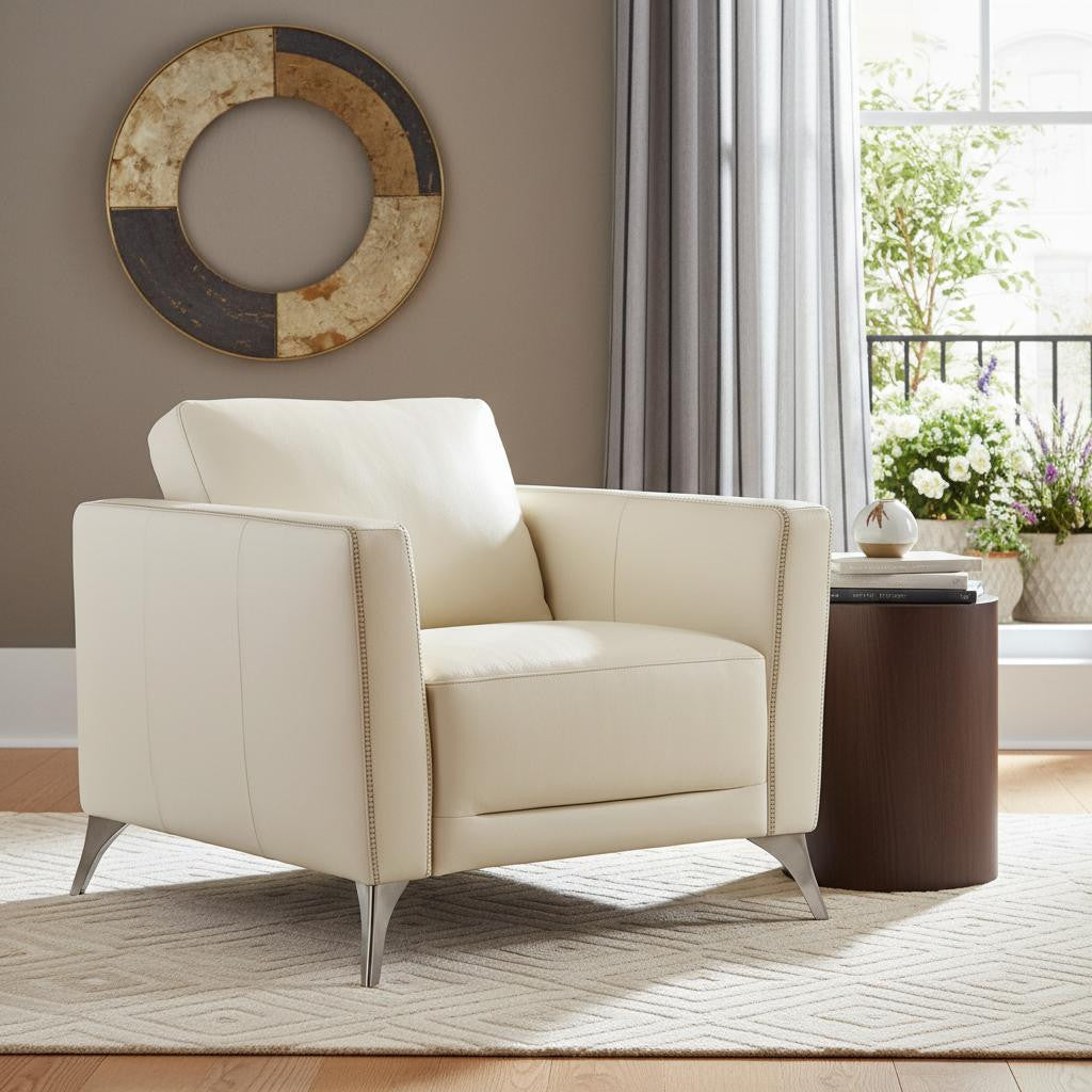 35" Contemporary Leather Club Chair
