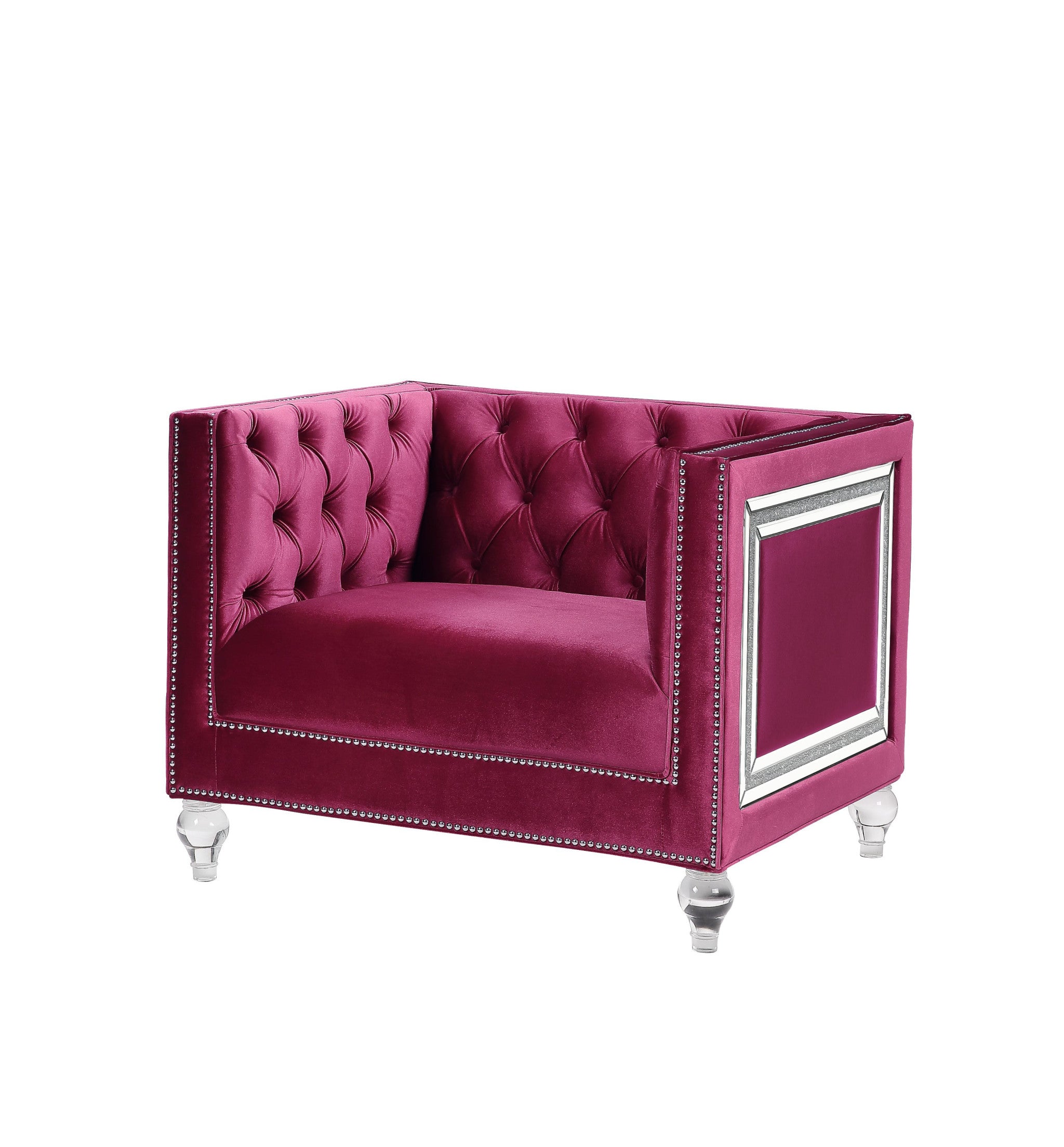 40" Velvet Tufted Tuxedo Chair