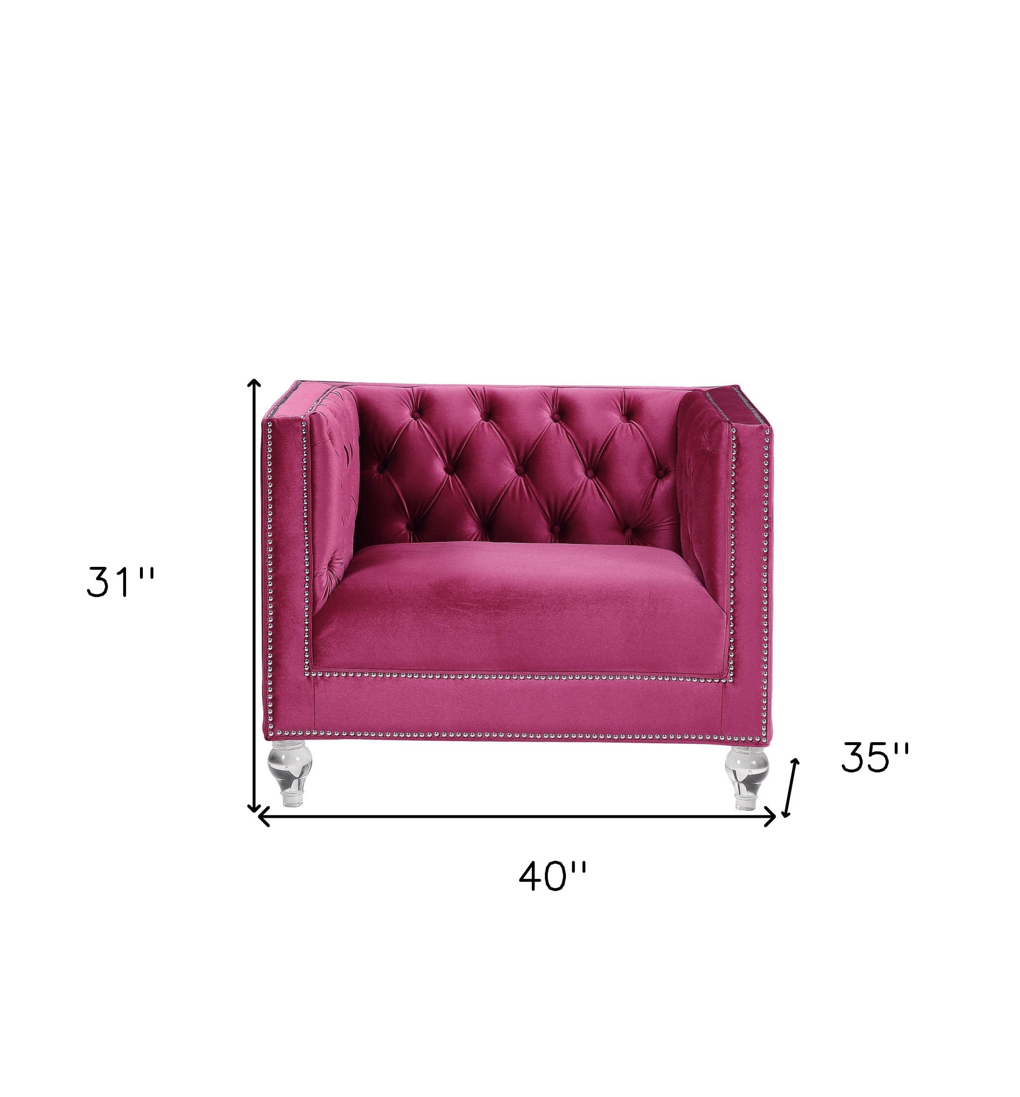 40" Velvet Tufted Tuxedo Chair