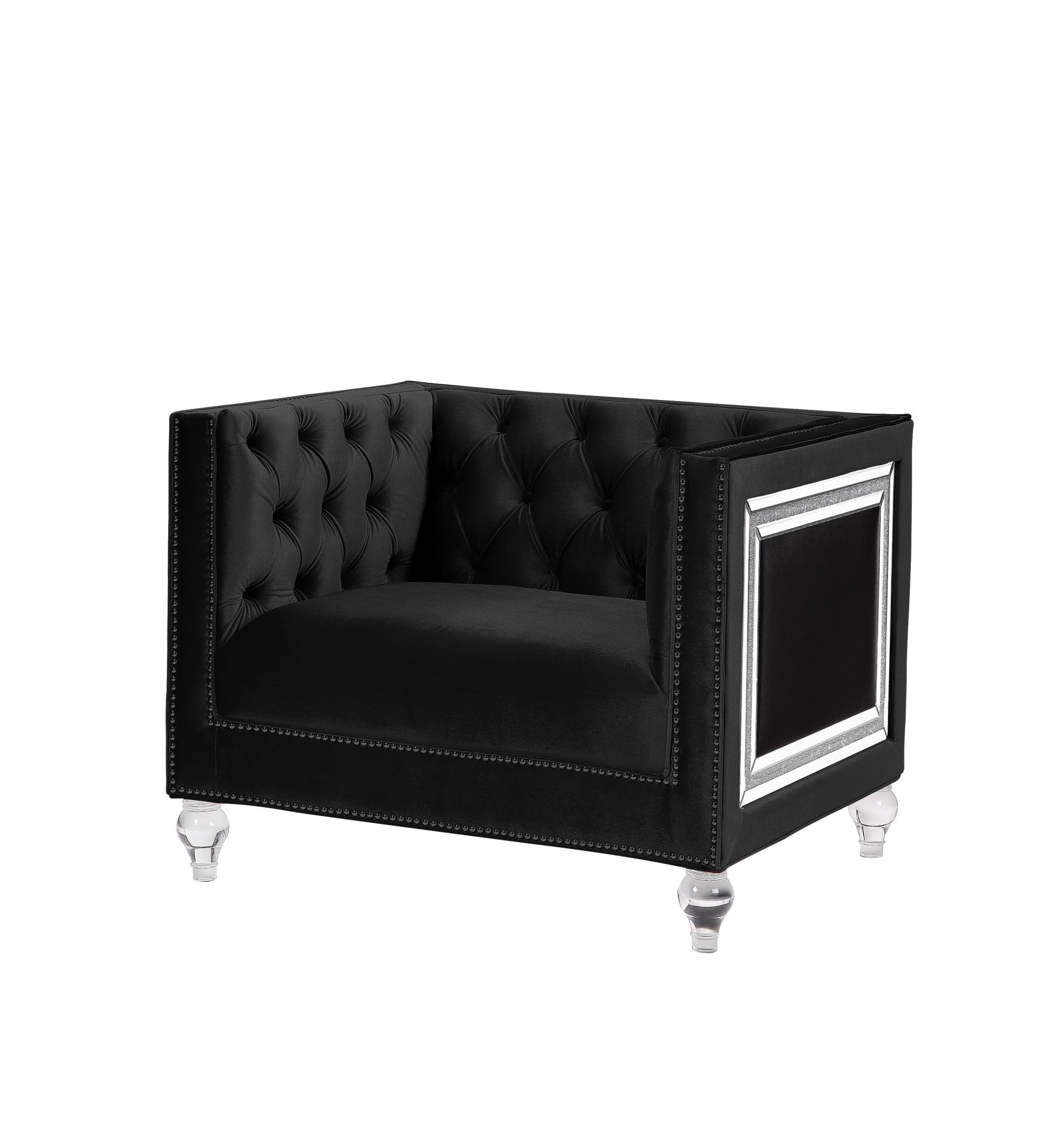 40" Velvet Tufted Tuxedo Chair