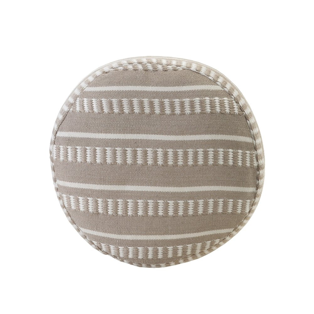 20" Round Striped Outdoor Pouf Ottoman