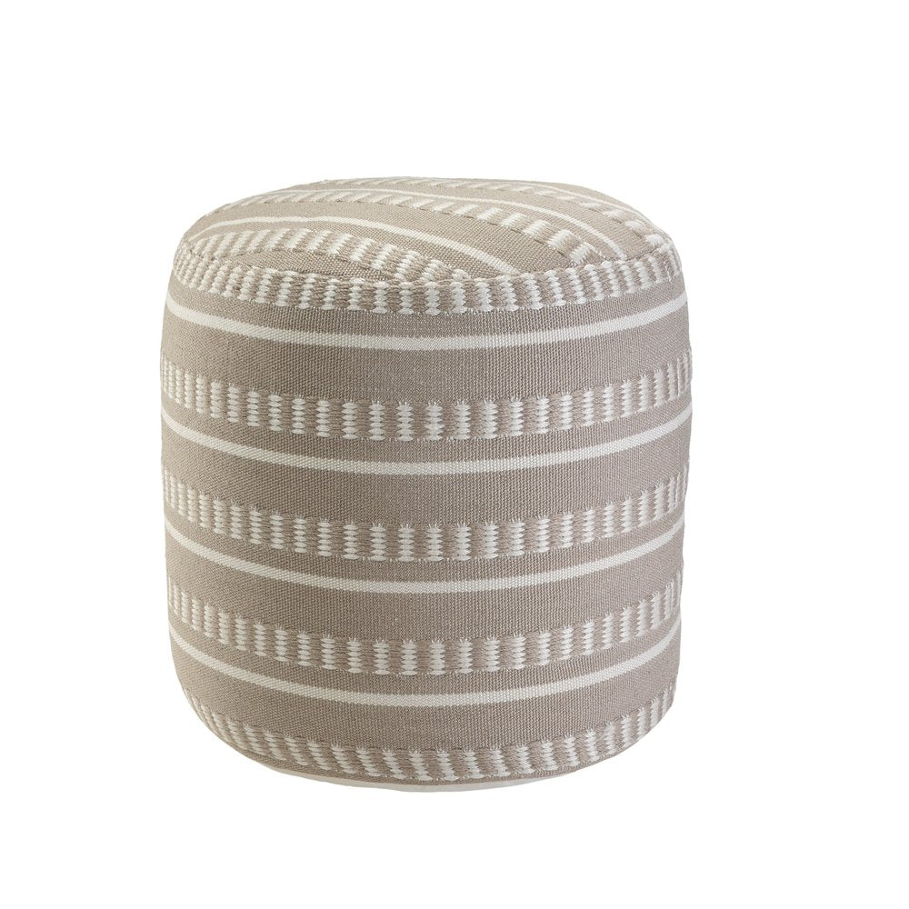 20" Round Striped Outdoor Pouf Ottoman