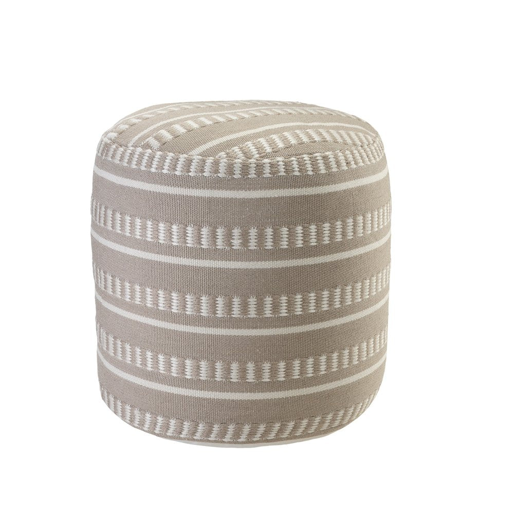 20" Round Striped Outdoor Pouf Ottoman