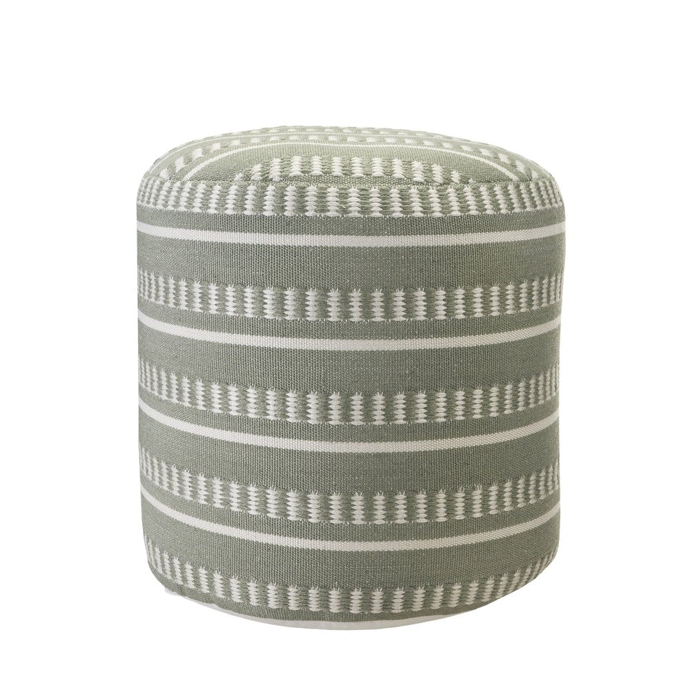 20" Round Striped Outdoor Pouf Ottoman