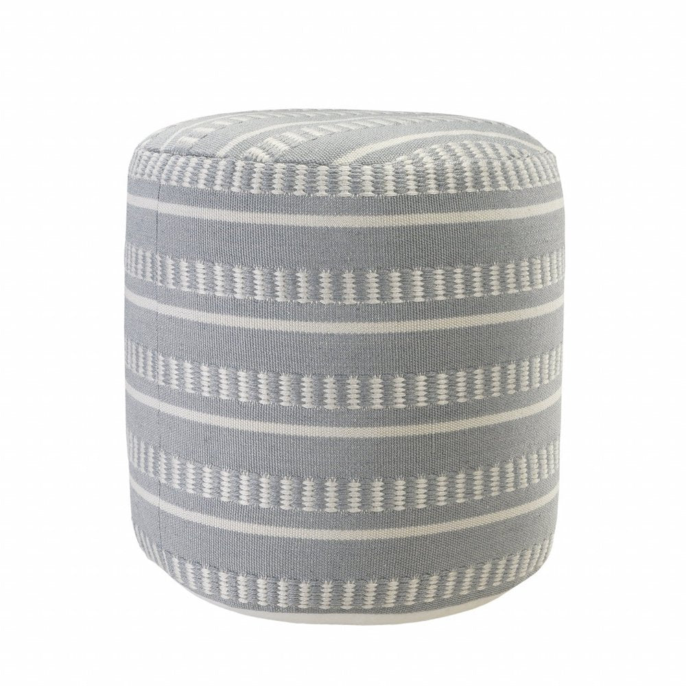 20" Round Striped Outdoor Pouf Ottoman
