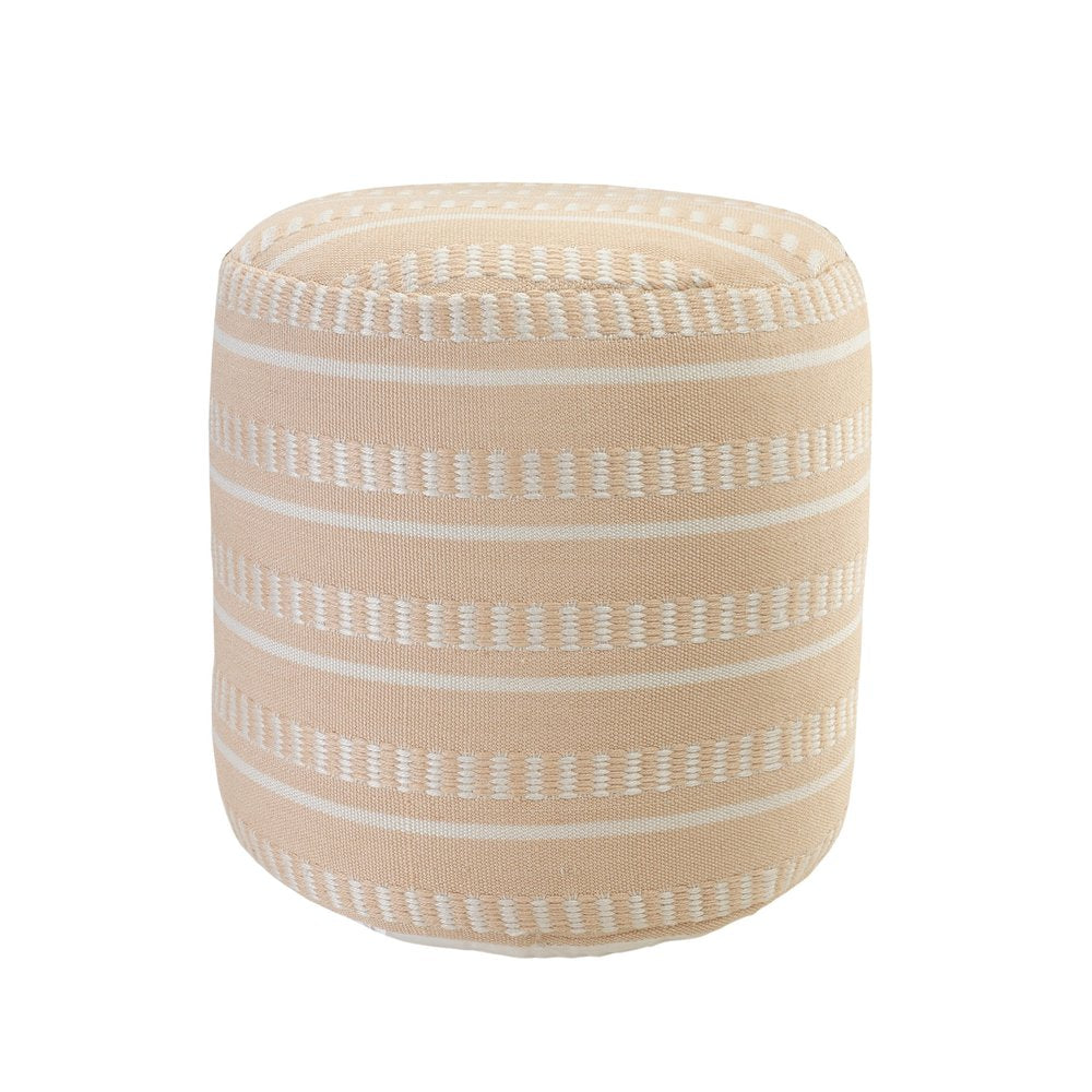 20" Round Striped Outdoor Pouf Ottoman