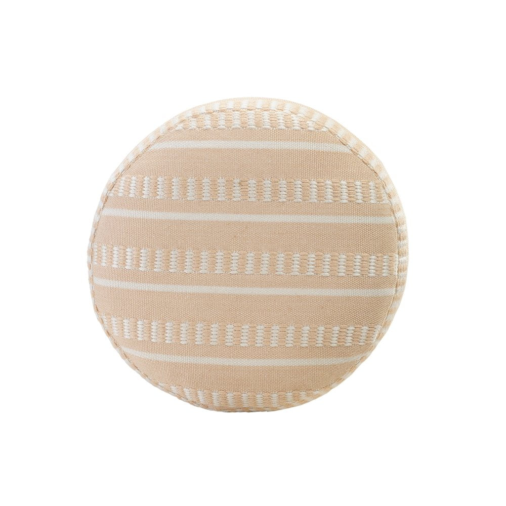20" Round Striped Outdoor Pouf Ottoman