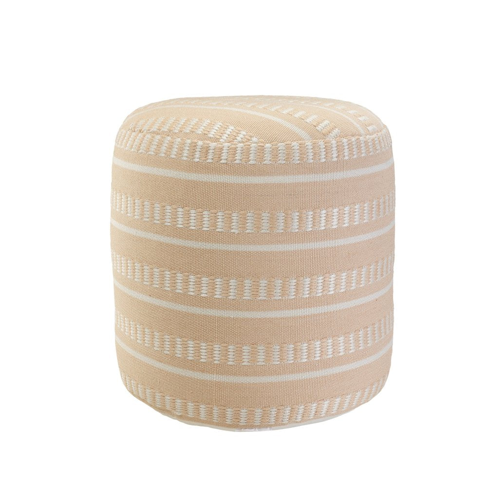20" Round Striped Outdoor Pouf Ottoman