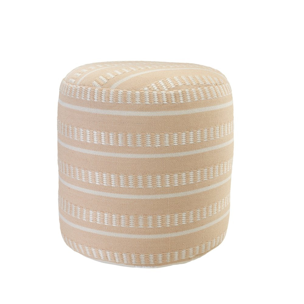 20" Round Striped Outdoor Pouf Ottoman