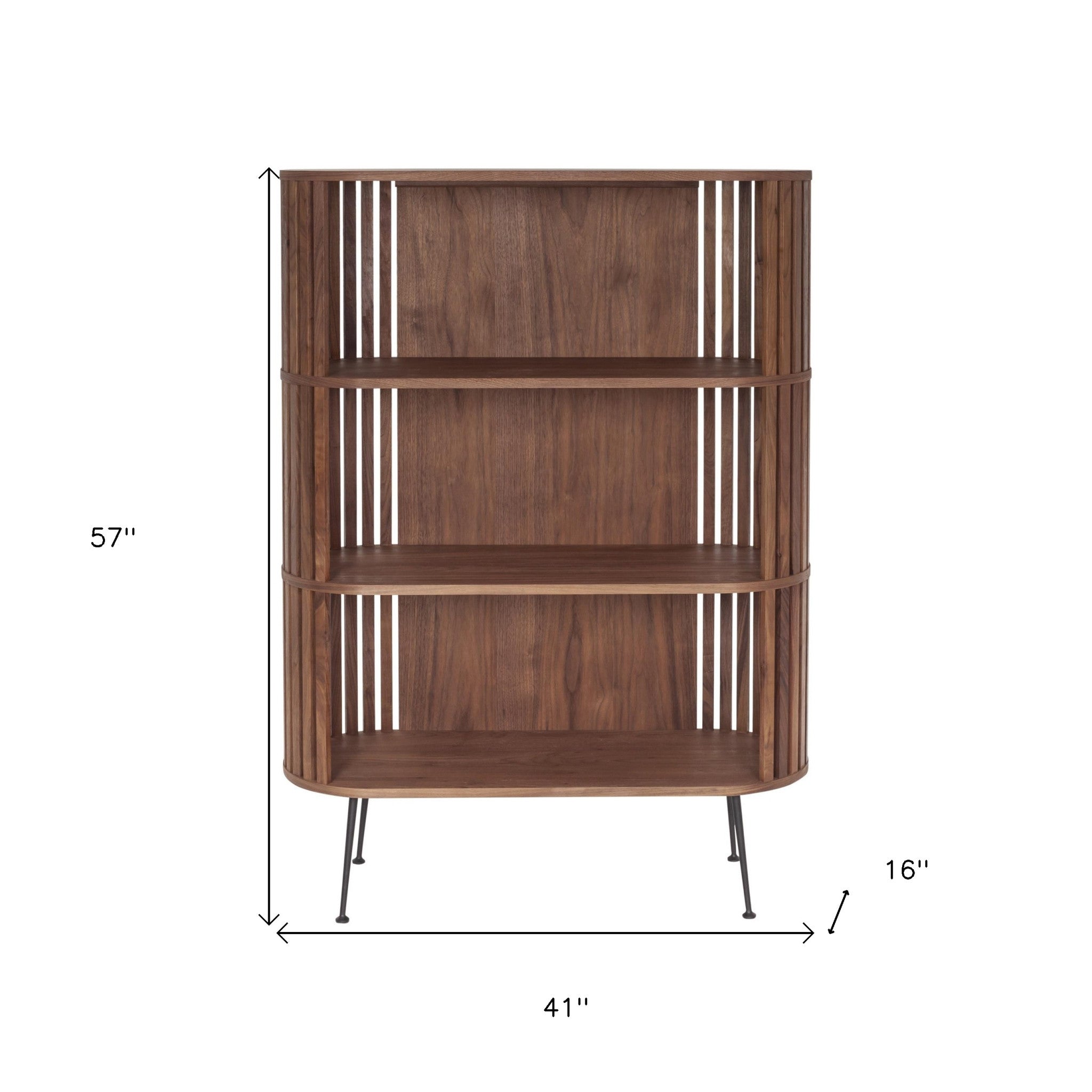 41" Wood Mid-Century Modern Bookcase