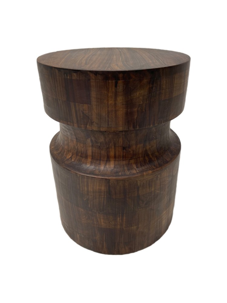 16" Brown Shaved Pedestal End Table