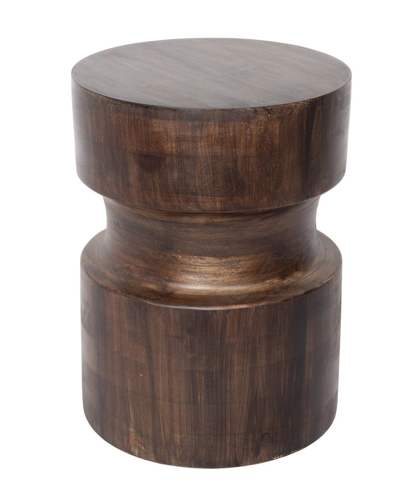 16" Brown Shaved Pedestal End Table