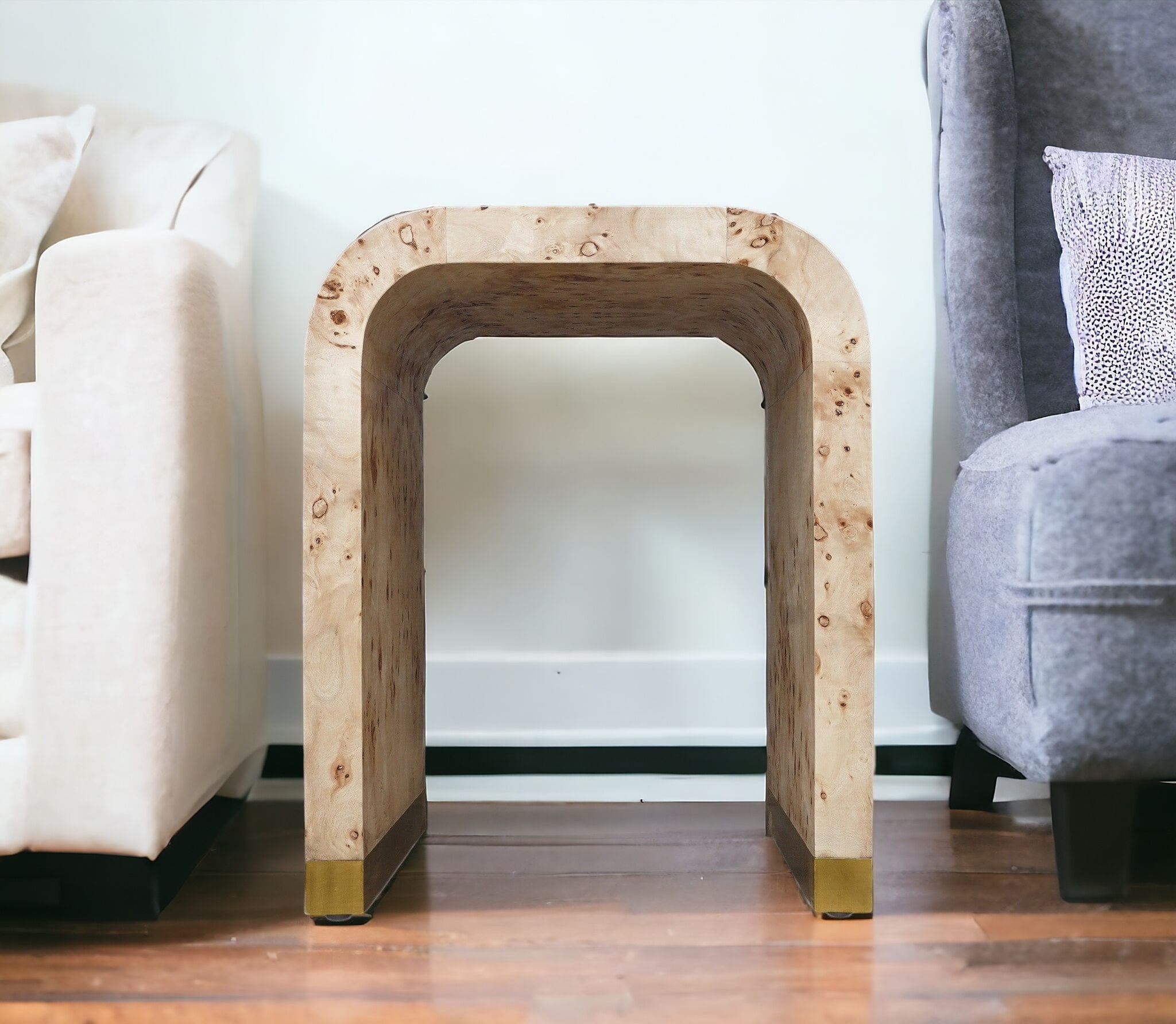 20" Brown Arched Wood End Table