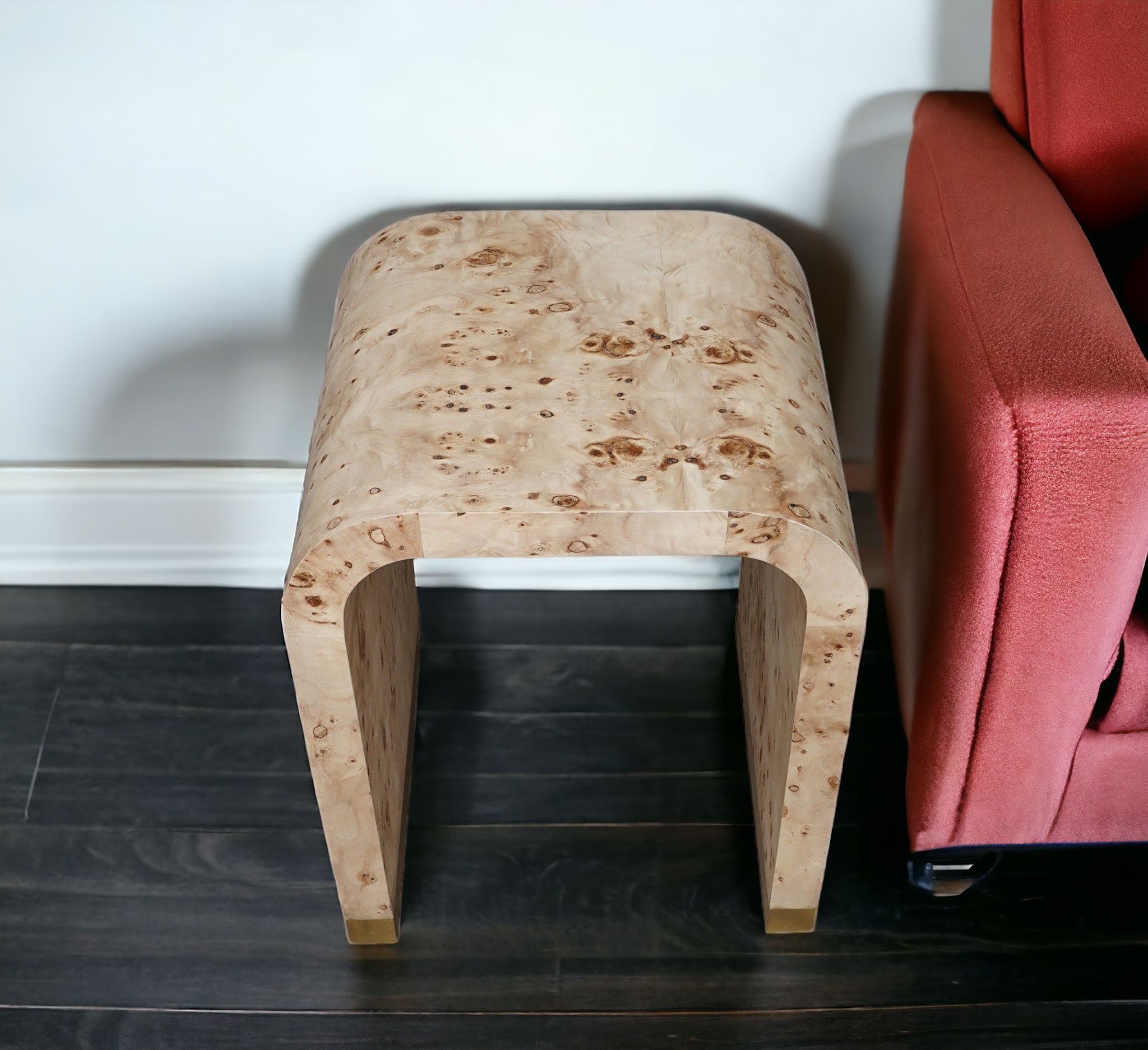 20" Brown Arched Wood End Table