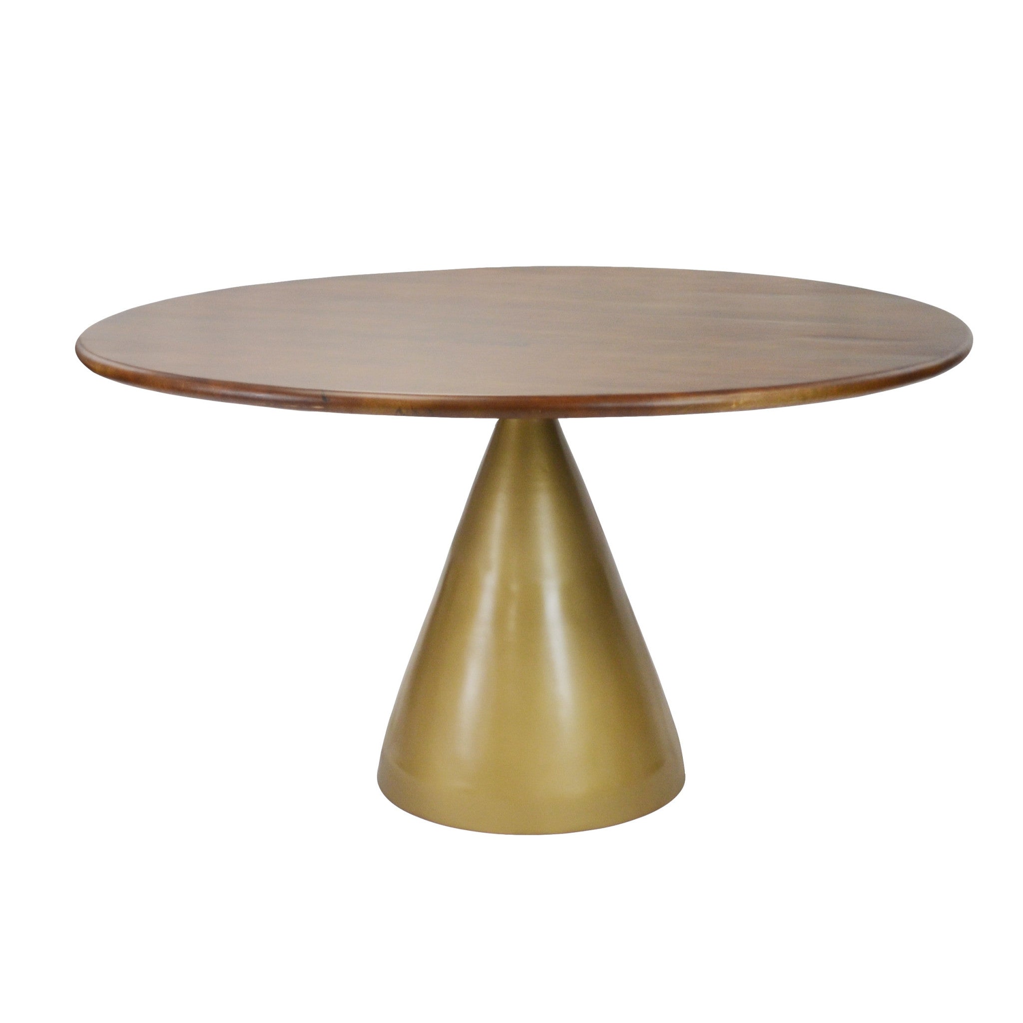 48" Brown and Gold Round Mango Wood Dining Table