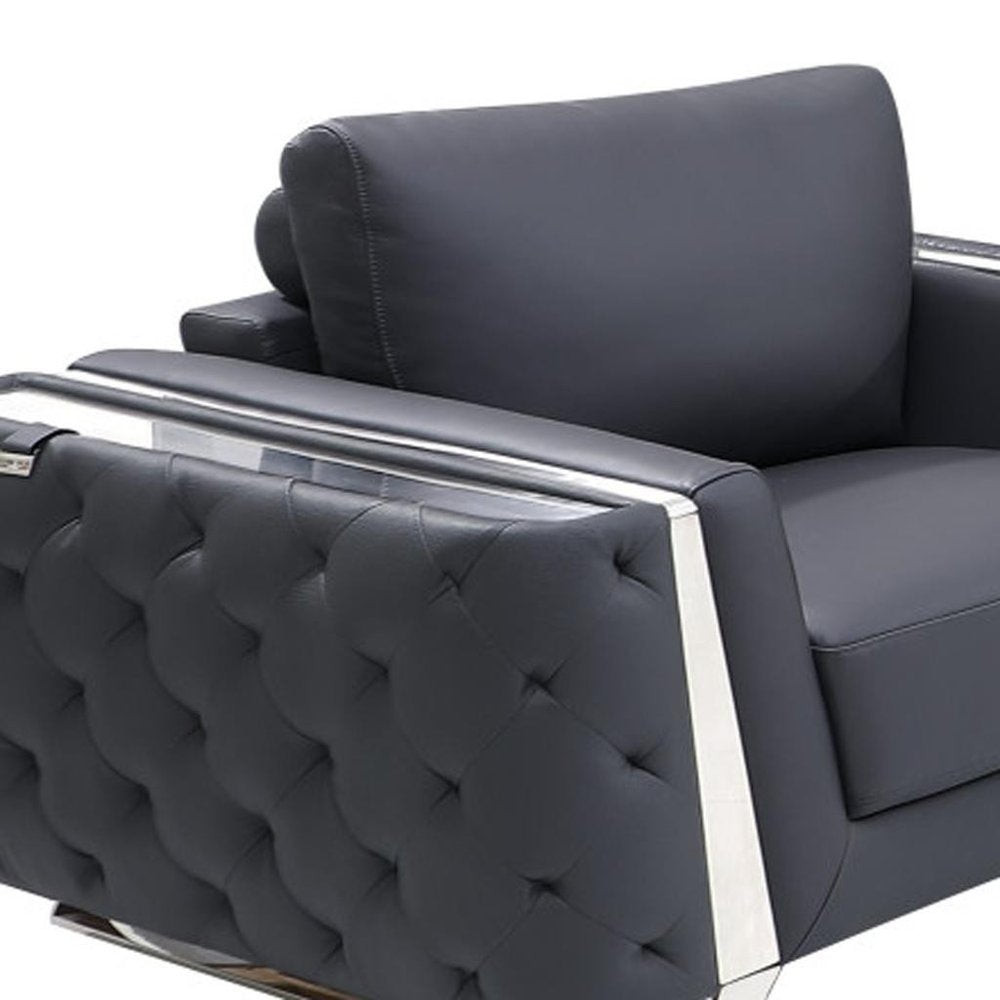 3 Piece Diamond Tufted Leather 6-Seat Set