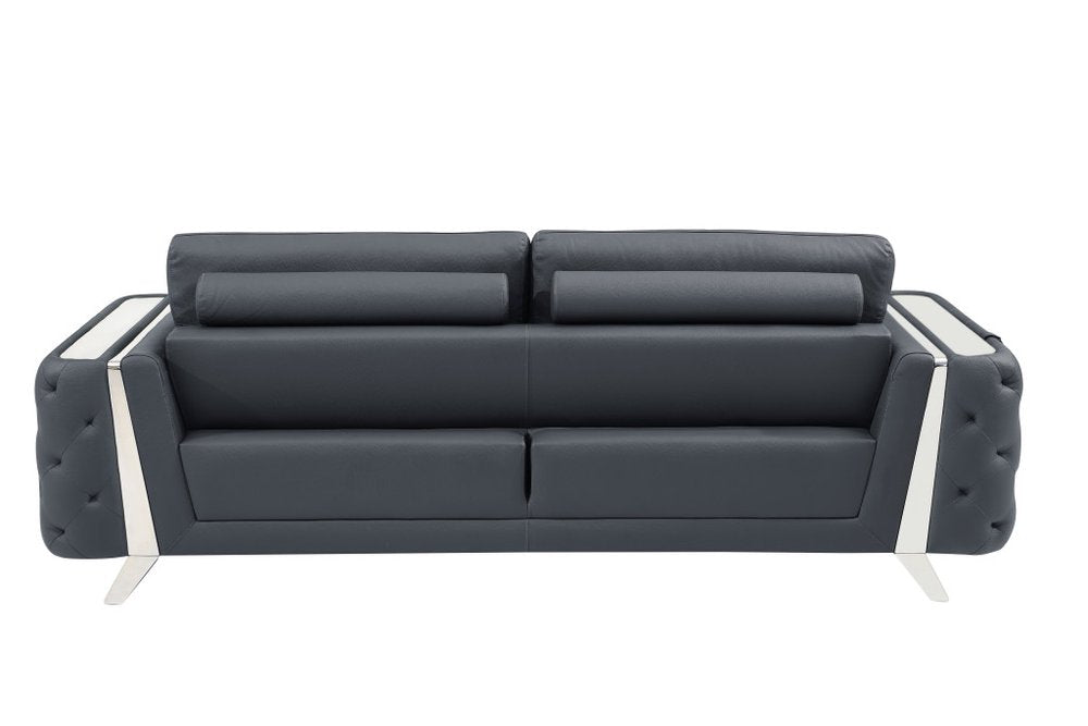3 Piece Diamond Tufted Leather 6-Seat Set