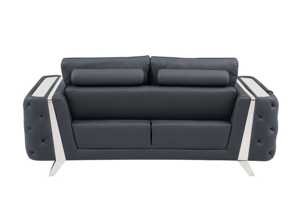 3 Piece Diamond Tufted Leather 6-Seat Set