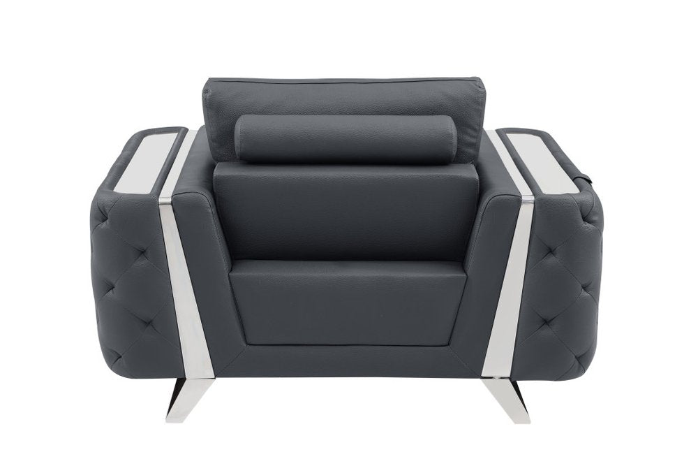 3 Piece Diamond Tufted Leather 6-Seat Set
