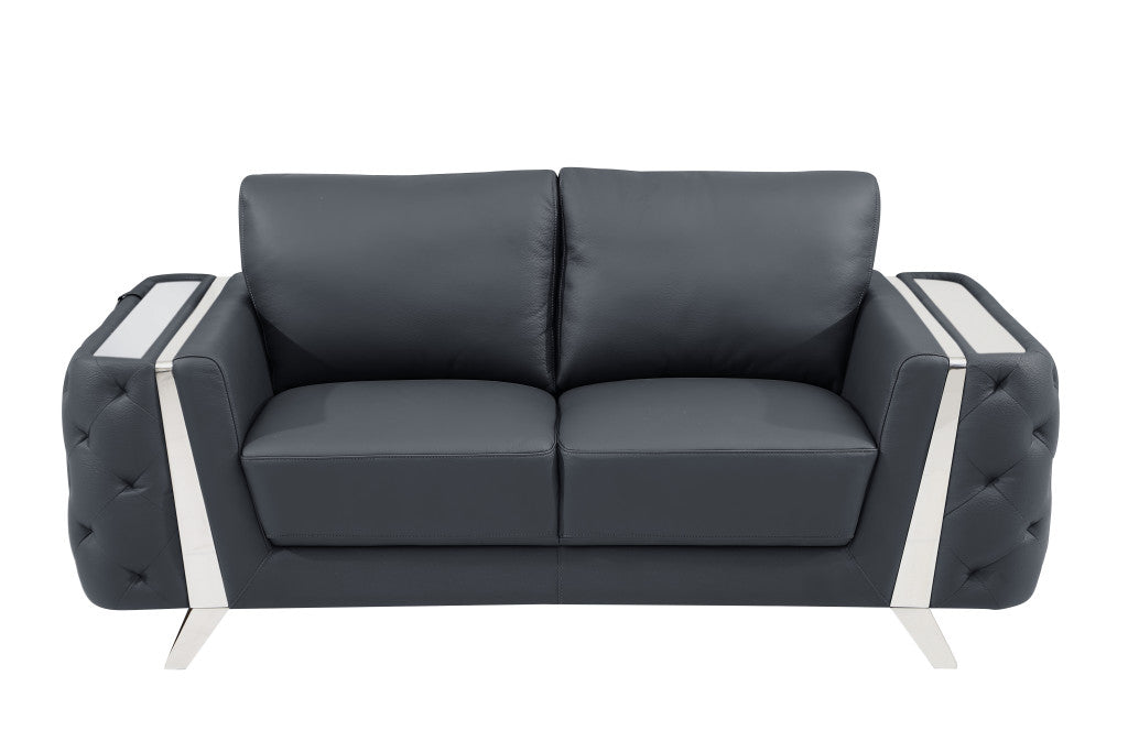 72" Leather Tufted Loveseat