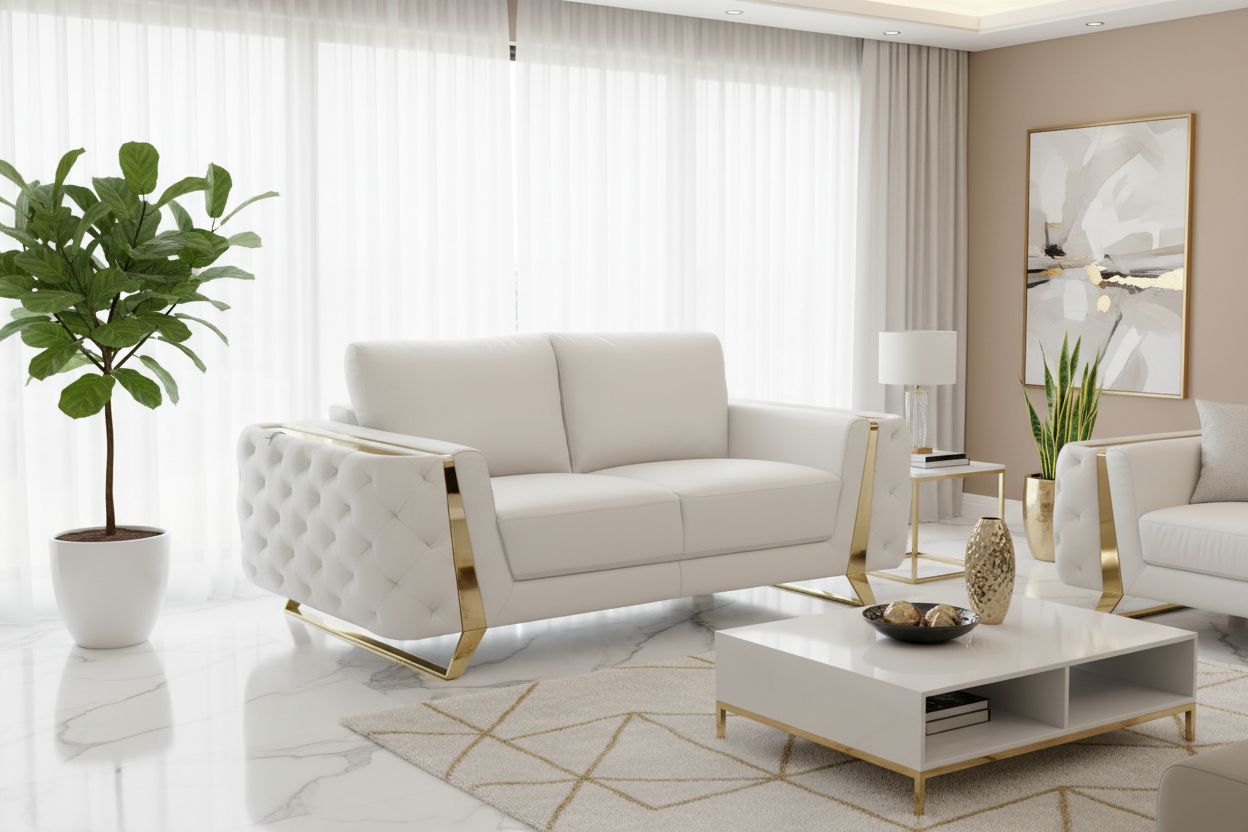 72" Leather Diamond Tufted Loveseat
