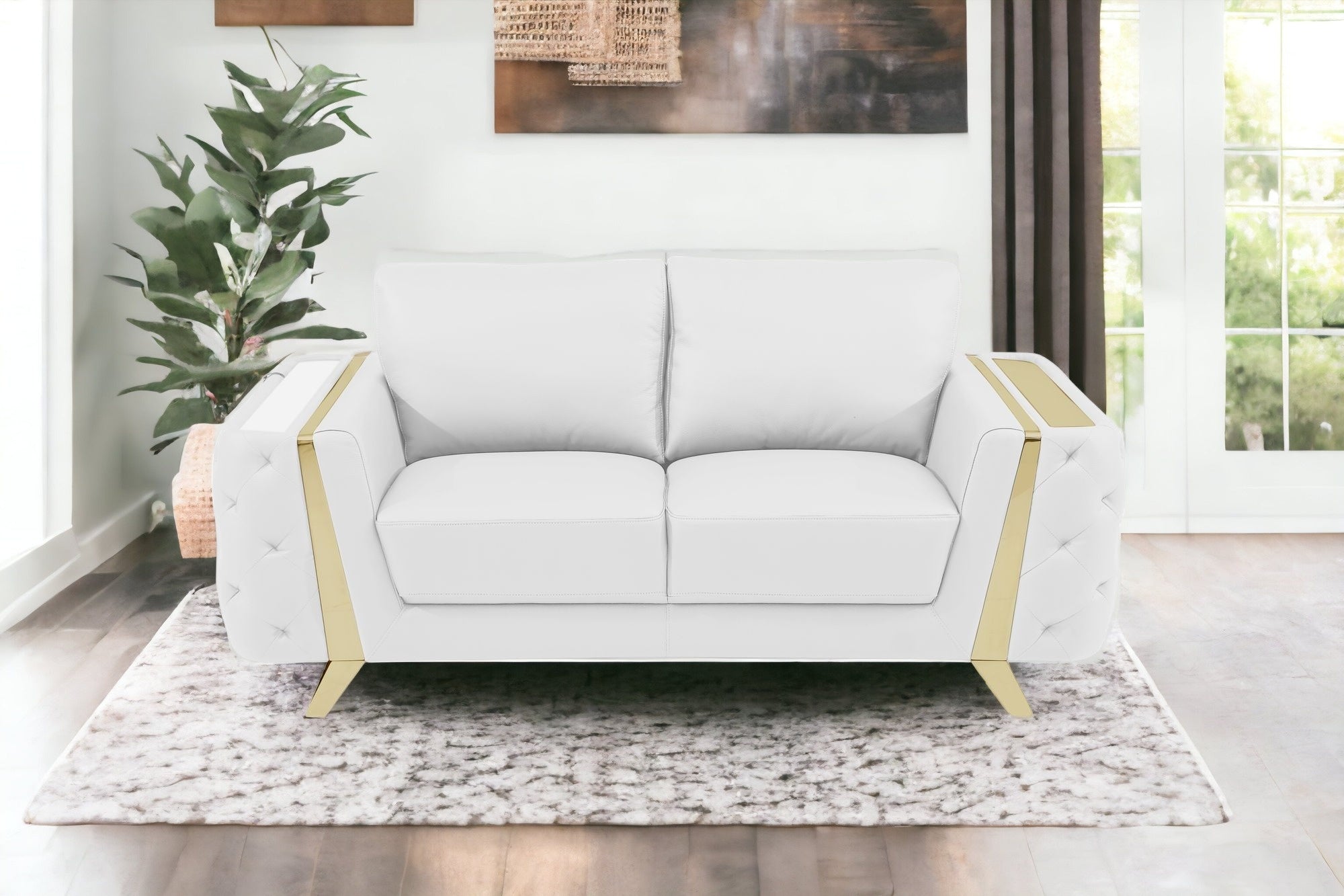 72" Leather Tufted Loveseat