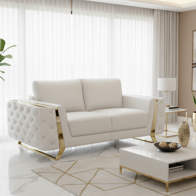72" Leather Diamond Tufted Loveseat