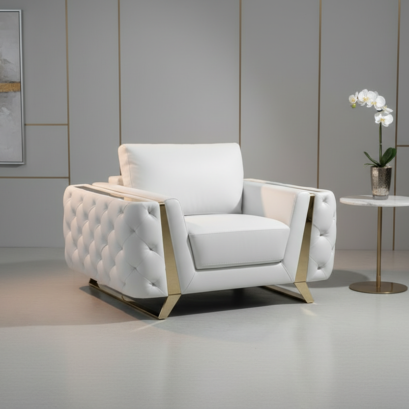 50" Leather Diamond Tufted Club Chair