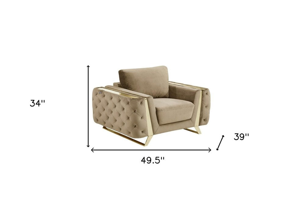 50" Contemporary Velvet Tufted Club Sofa