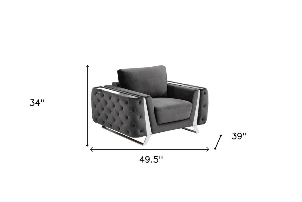 50" Contemporary Velvet Tufted Club Sofa