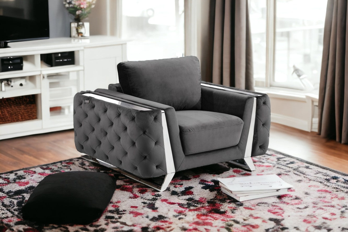 50" Contemporary Velvet Tufted Club Sofa
