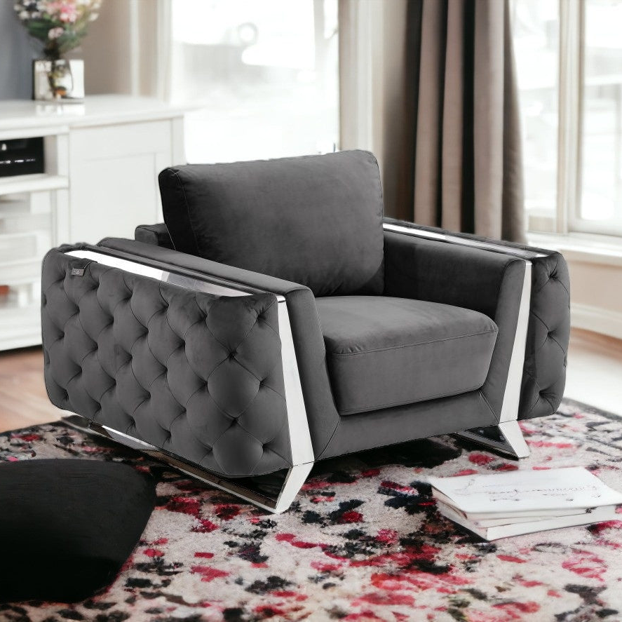 50" Contemporary Velvet Tufted Club Sofa