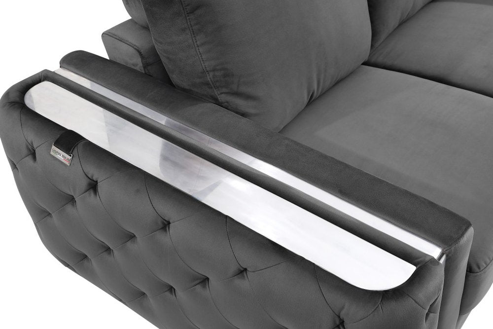 50" Contemporary Velvet Tufted Club Sofa