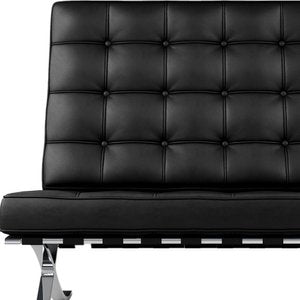 31" Italian Leather Tufted Armless Chair