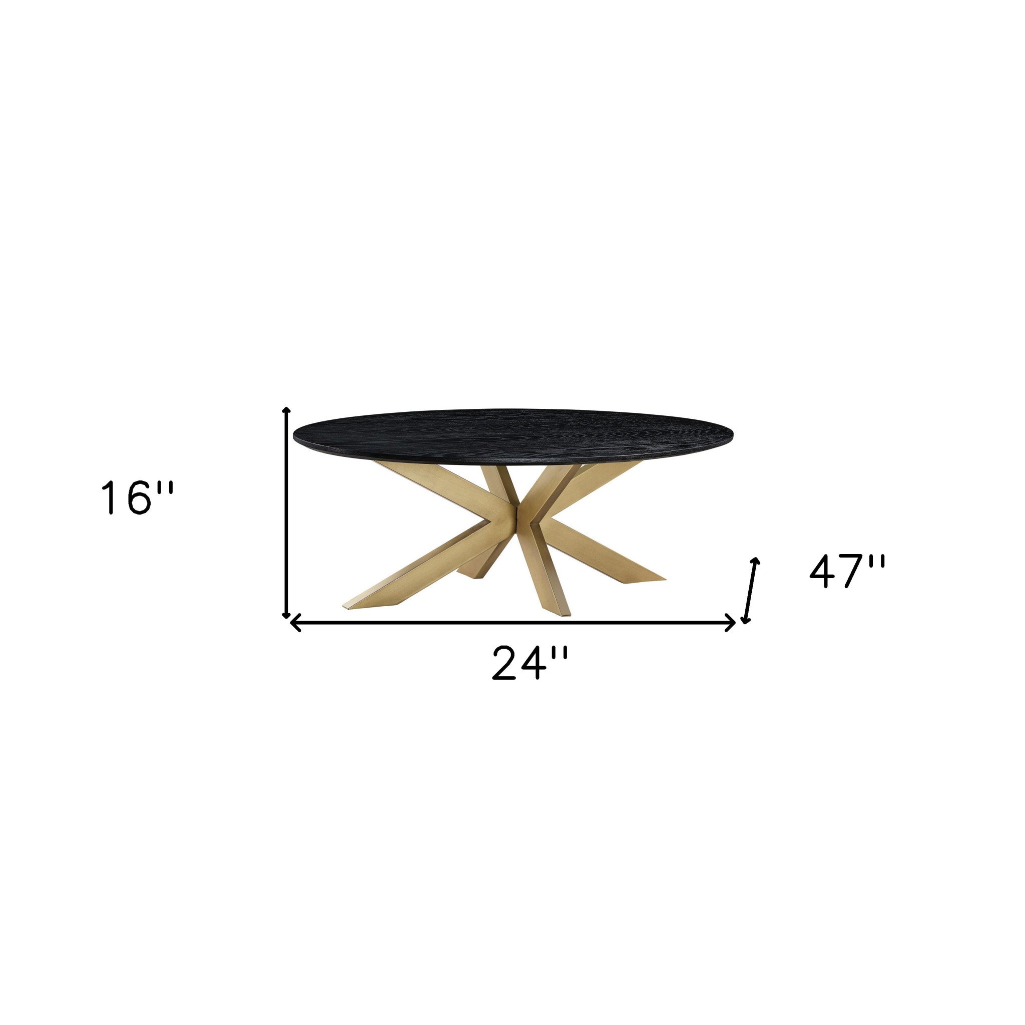 47" Black and Gold Spokes Coffee Table