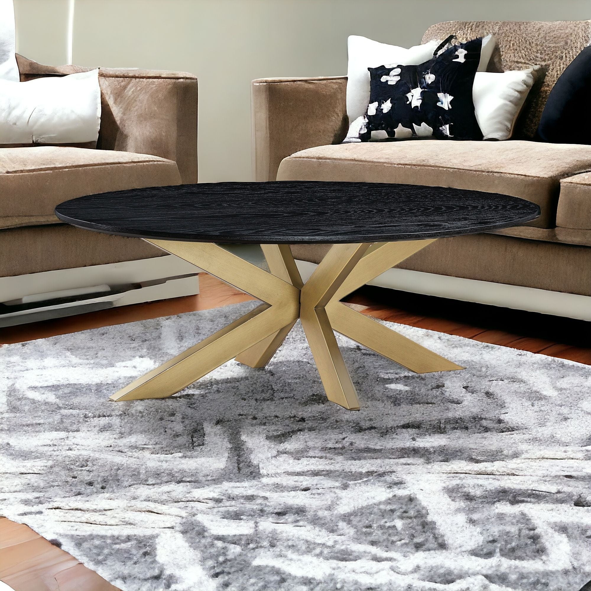 47" Black and Gold Spokes Coffee Table