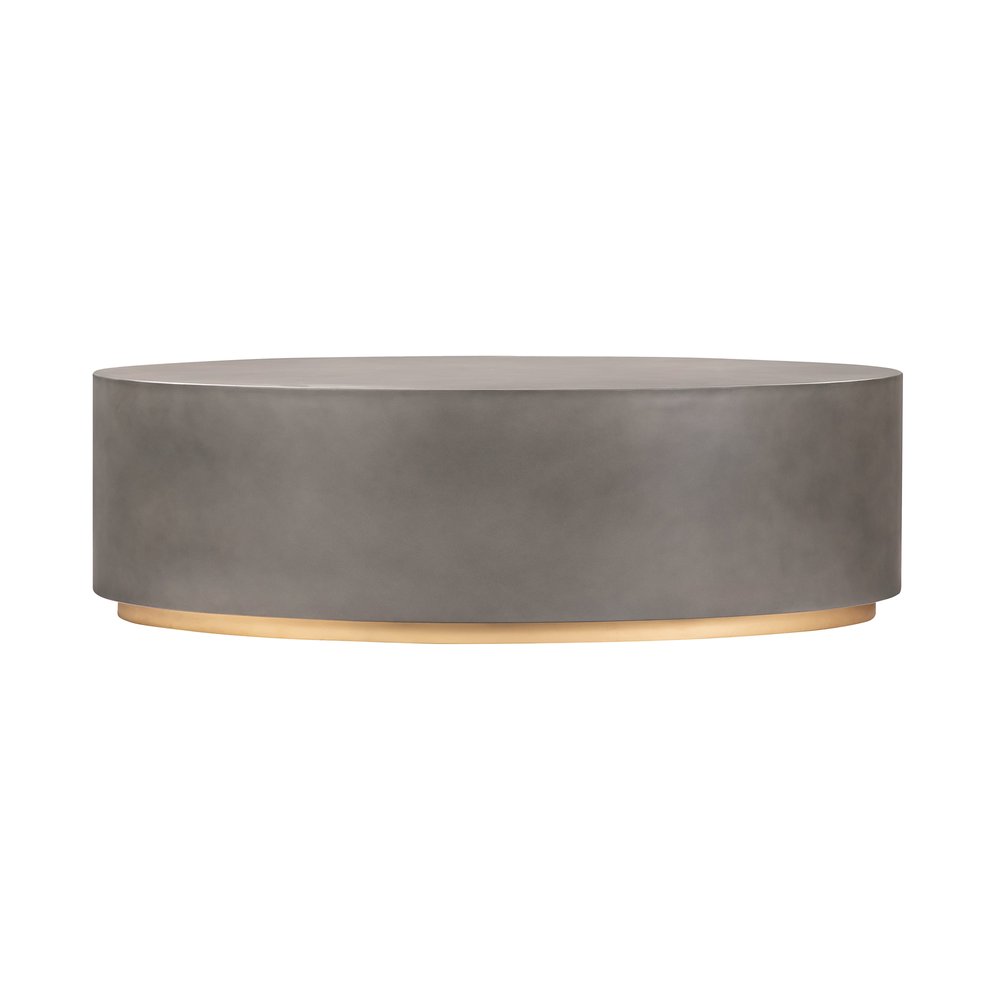 51" Gray And Brass Concrete Oval Coffee Table