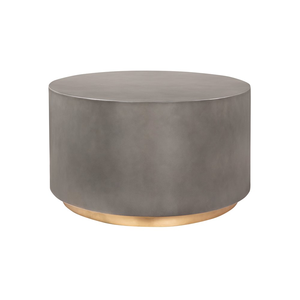 51" Gray And Brass Concrete Oval Coffee Table