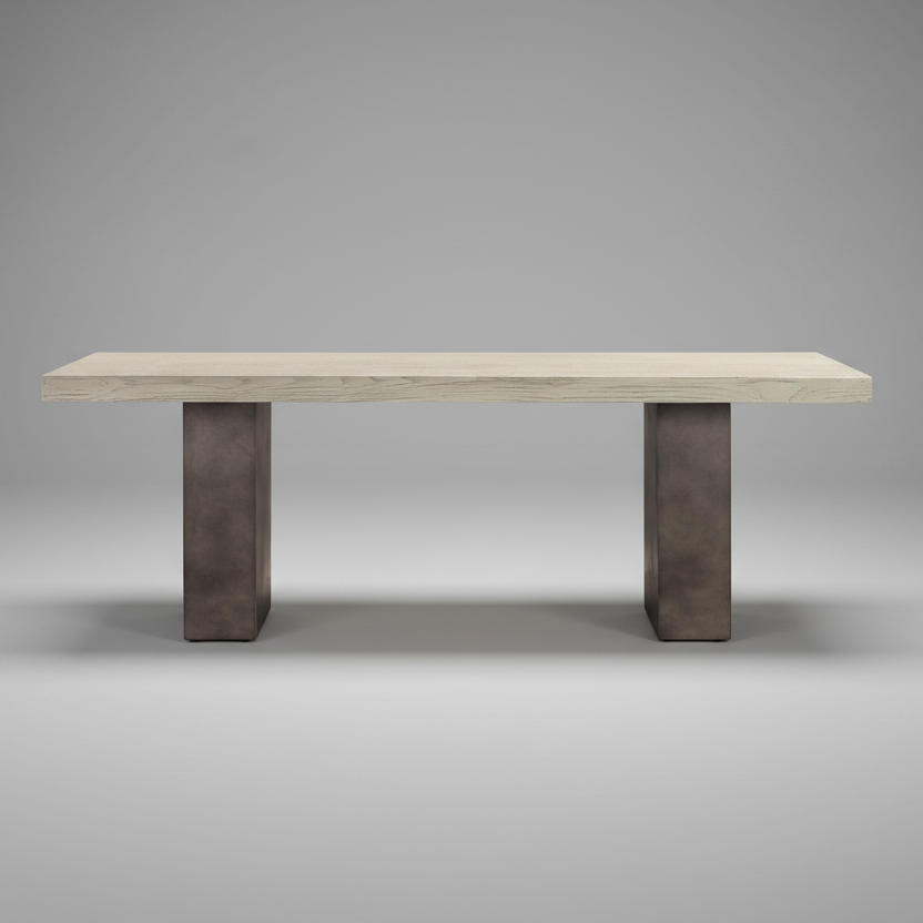 47" Gray and Brown Concrete and Wood Coffee Table