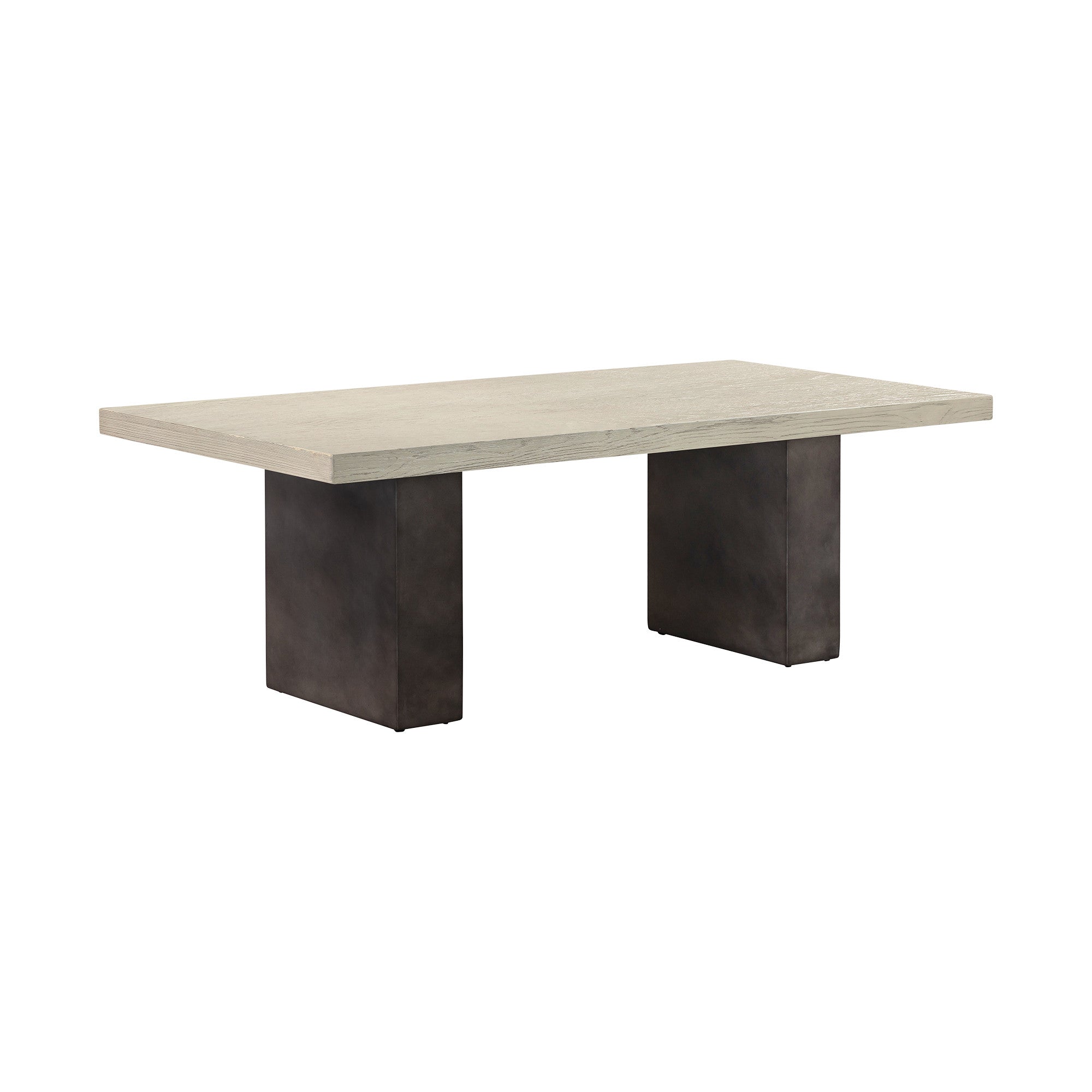 47" Gray and Brown Concrete and Wood Coffee Table